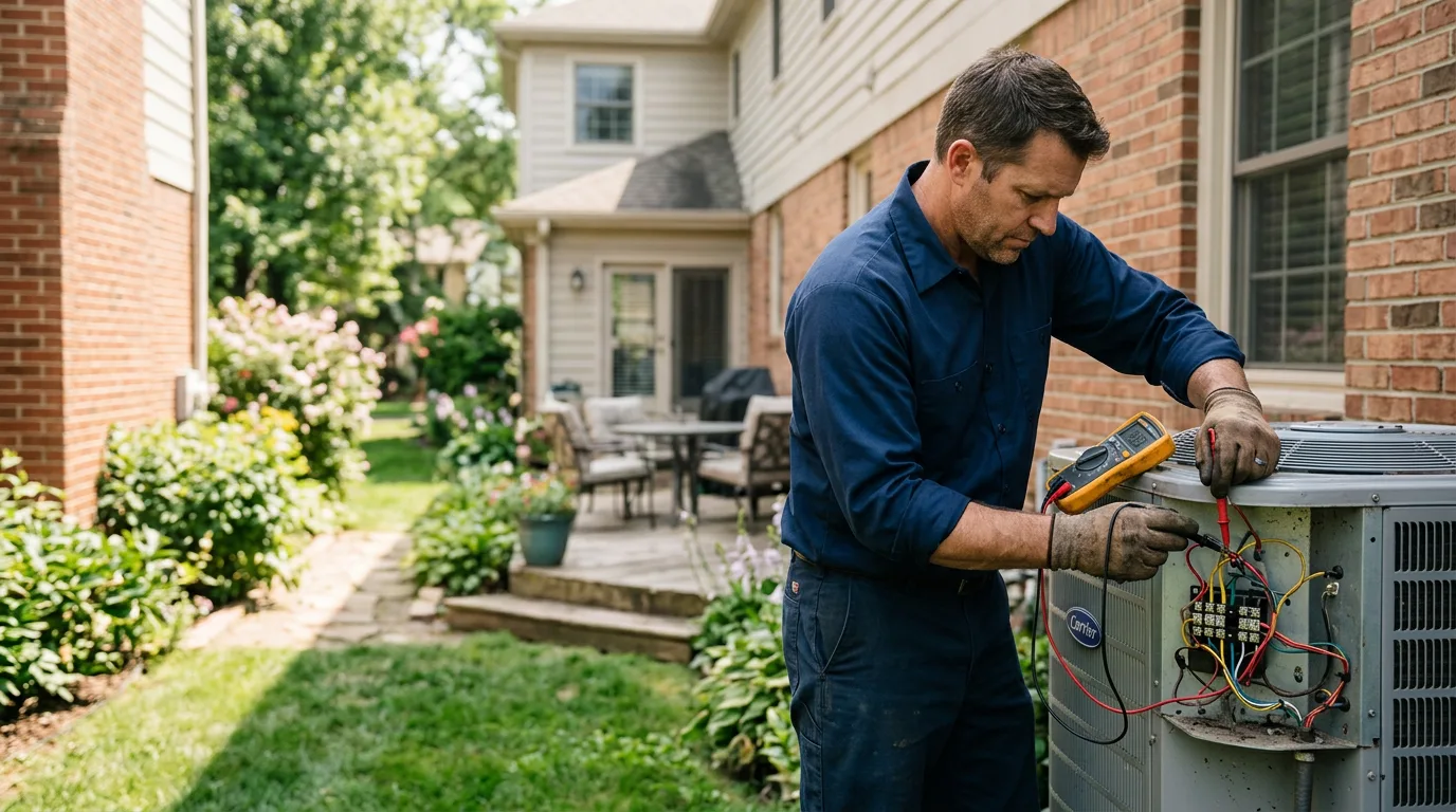 HVAC technician working near Corn, OK